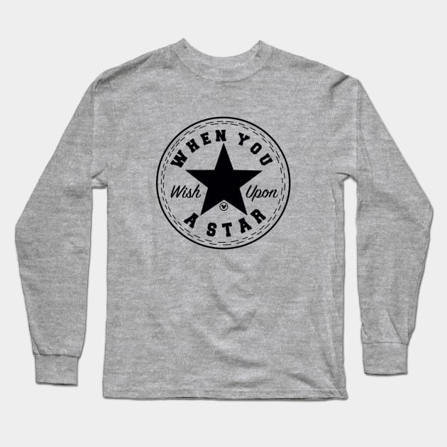 Wish Upon A Star (Black) Long Sleeve T-Shirt by Enchantedartsbyrose